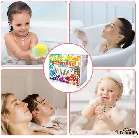 Kids Bath Bombs with Natural Jewelry Gemstone Inside for Girls with Surpris.Handmade Bubble Bath. Fizzies Spa Set with Essential Oils. Birthday Christmas Gift for Girls Boys. SET1