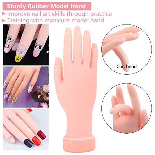 Practice Hand for Acrylic Nails Kit, Fake Hand for Nail Practice Mannequin Hand, Nail Training Finger Kit Set Professional Acrylic with Everything, Nail Starter Kit for Beginners with Drill UV Light