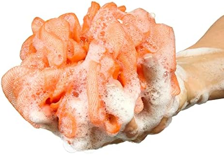 Bath Loofah Sponge Collection (8-Pack), Bath Shower Loofah Sponges - Mesh Pouf Shower Body Scrubber Exfoliators ((Orange, Purple, Black, White, Green, Pink, Blue, Purple))