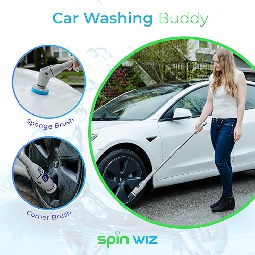 SpinWiz 2025 Model 10 in 1 Electric Spin Scrubber with 10 Replaceable Brushes | Spin Brush for Cleaning | Upgraded Battery | Electric Scrubber | Shower Scrubber with Long Handle