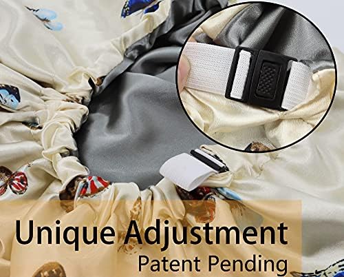 Satin Bonnet Silky Sleep Cap,Adjustable Hair Bonnet for Braids Curly Hair