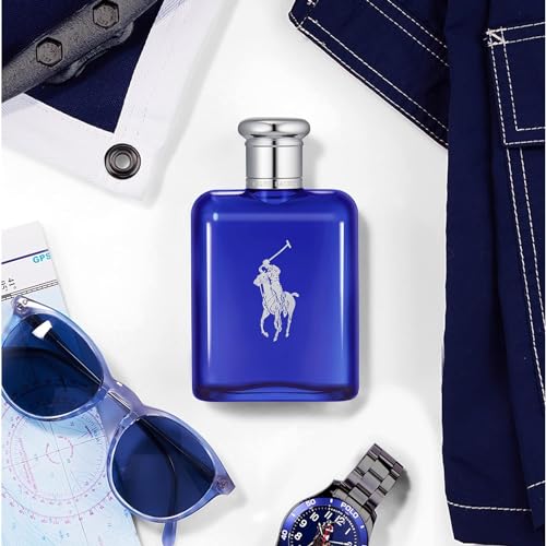 RALPH LAUREN FRAGRANCES Polo Blue Eau de Toilette - Men's Cologne Gift Set- Aquatic & Fresh - With Citrus, Sage, and Suede - Contains Full Size & Travel Size Fragrances, Aftershave, Hair Body Wash, Pouch