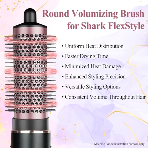 Round Volumizing Brush for Shark FlexStyle Attachment, Normal Round Brush Compatible with FlexStyle HD400 Series, Fine Limp Flat Hair Volumizer Attachment Tool for Daily Styling