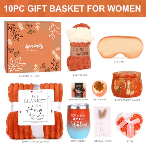 Fall Gifts Baskets for Women Mom Grandma Her Wife Girlfriend,Relaxing Spa Gifts for Teacher Friend Sister Grandma,Self Care Gifts Box,Thinking of You,Breast Cancer Gifts,Thank You,Retirement Gifts
