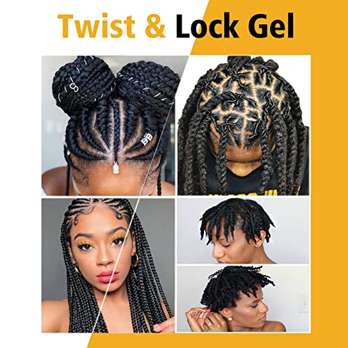 Strong Hold Extra Hold Braiding Gel & Edge Tamer - Tames Frizz, Smoothing Mousse for Twists, Locs, Braids, Cornrows (with Hair Oil, Hair Combs, Bonnet, and Clips)