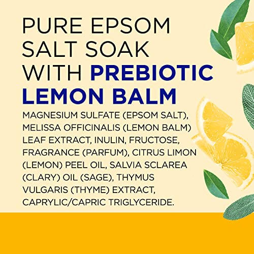 Dr Teal's Pure Epsom Salt, Prebiotic Lemon Balm & Essential Oil, 3 lbs (Pack of 4)