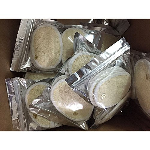 AVESEL Exfoliating Loofah Sponge Pads (Pack of 8) - Large 4x6-100% Natural Luffa and Terry Cloth Materials Loofa Sponge Scrubber Body Glove - Men and Women, Yellow, (Loofah-08)