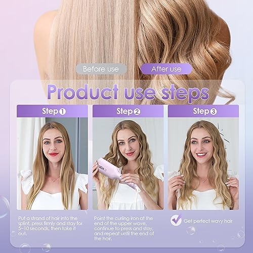 NOVUS Curling Iron Hair Crimper Waver - 1.25 Inch Anti-Scald Rovy Waves Curling Wand, Ionic Deep Waver Hair Curler Tool with Ceramic 2 Barrel for All Hair Types, Auto Shutdown Protection