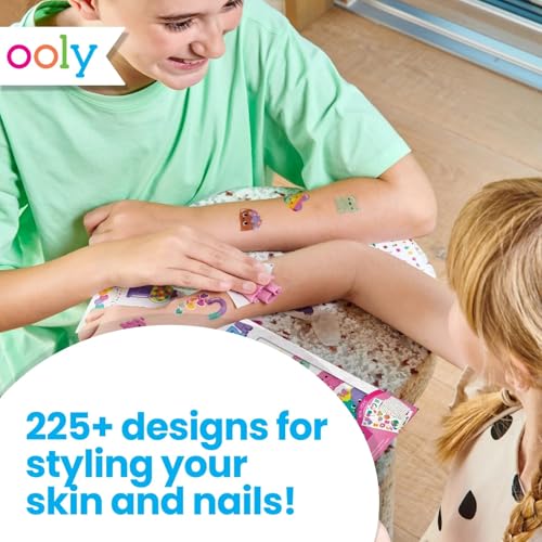 Ooly Set of 35 Unicorn & Rainbow Temporary Tattoos and 192 Nail Stickers for Kids, Non-Toxic, Safe Kids Tattoos, Party Favors, Goodie Bag Stuffers Summer Crafts, Birthday Decorations for Girls Ages +3