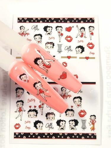 Extravaganza Nails Cartoon Nail Art Stickers, Heart and Kiss Design Decals for Fingers and Toes Style 183