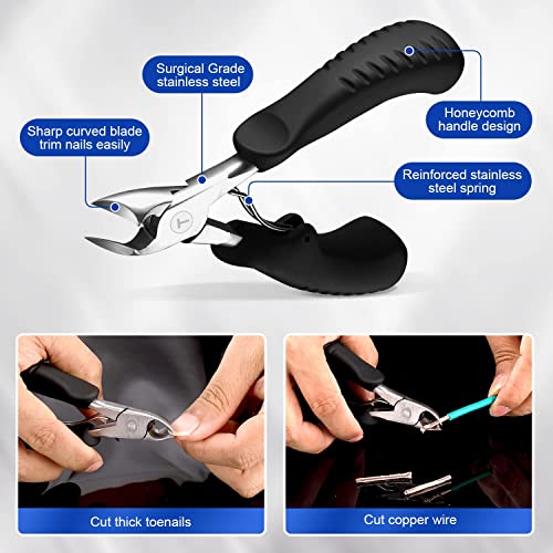 Nail Clipper for Ingrown or Thick Nail, Kaasage Podiatrist Toenail Clippers with Surgical Stainless Steel Sharp Curved Blades & Anti-Slip Handle, Professional Nail Cutter for Men, Women and Seniors