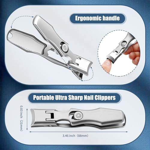 German Nail Clippers for Men, 2025 Upgraded Ultra Sharp Stainless Steel Nail Clippers for Thick Nails, The Luxurious Ultra Sharp Nail Clippers Set with Nail File for Seniors Men Women (Silver)