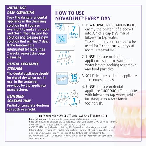 Dentures Cleaner – for Dental Appliances, Retainers, Trays, Mouth Guards, Teeth Aligners - 6 Months (26 sachets)