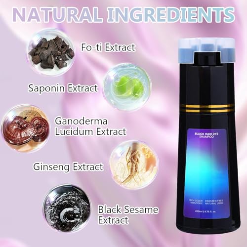 Polar Hair Dye Shampoo, Hair Care Instant Dye Shampoo, Polar Hair Care, Natural Hairs Color Shampoos for Gray Hair Coverage, Suitable for Women & Men (Black)