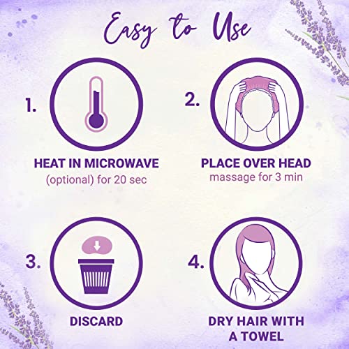 Shower Free Shampoo Cap - 8 Shampoo Caps for Bedridden Patients, Elderly, Travelling, Camping - Disposable - Lavender Scented - Latex and Alcohol Free - Hypoallergenic - Natural Ingredients