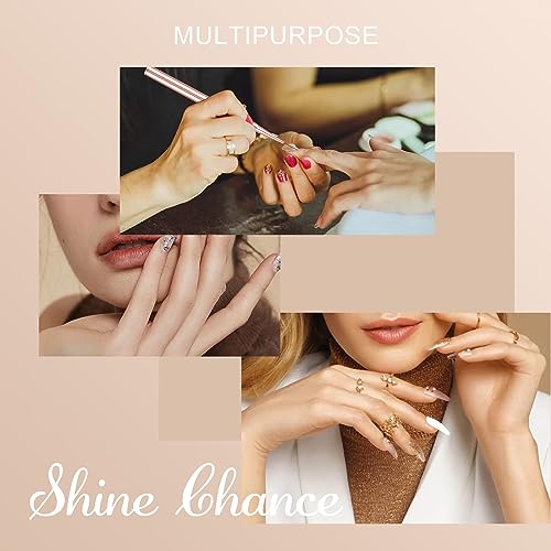 9Pcs Nail Art Brushes Set, Professional Double-Ended Acrylic Liner Detail Brushes for Gel Polish Art Nail, 3D Art Nail Dotting Brush Pen for Manicure DIY Home Salon, Rosegold