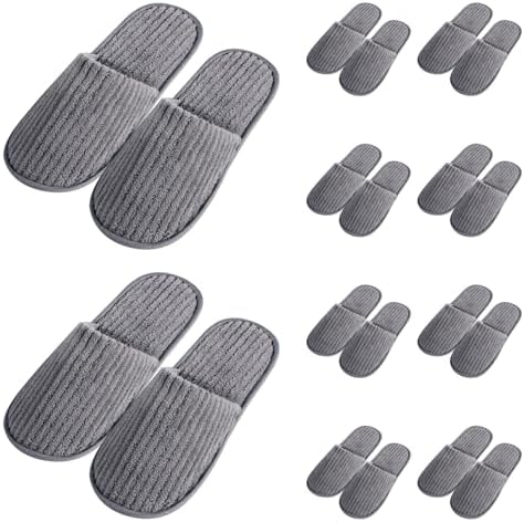 Disposable Slippers for Guests, 10 Pairs - Coral Fleece Hotel, Non-Slip SPA Slippers, Unisex Washable Reusable for Hotel & Travel Guests