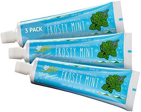Green Beaver All Natural Organic Toothpaste, Vegan, Fluoride Free & Gluten Free Toothpaste, Frosty Mint Flavor, 75ml, 3 Pack