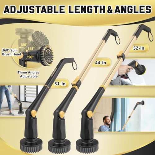 Electric Spin Scrubber for Cleaning Bathroom 8-in-1 Cordless Power Scrub Brush with Long Handle for Shower, Bathtub, Tile to Daily Maintenance