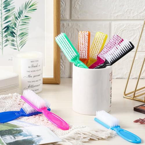 Mifoci 120 Pcs Handle Grip Nail Brush for Cleaning Fingernails Cleaner Scrub Brush Bulk Hand Cleaning Brushes Soft Stiff Bristles Pedicure Manicure Tools for Nail and Toe(Cute Color)