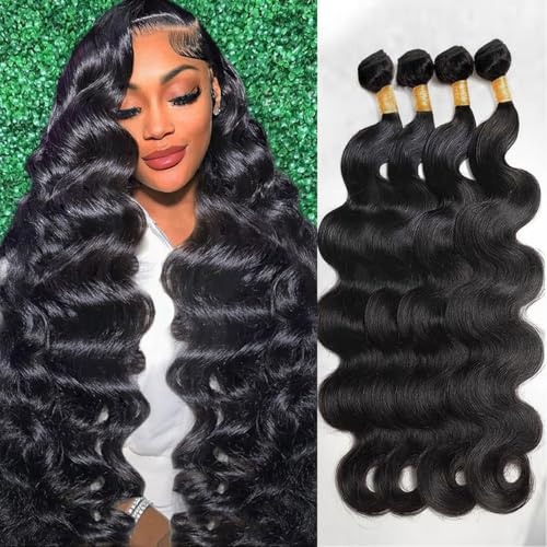 Body Wave Bundles Human Hair 18 20 22 24Inch 12A Brazilian Quick Weave Double Weft Natural Black for Women Hair Extensions