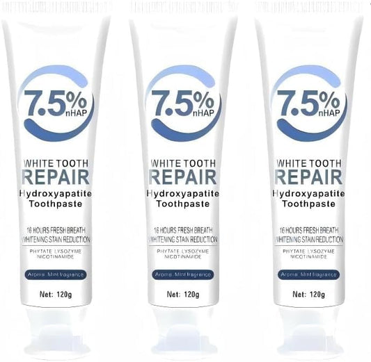 7.5% Hydroxyapatite Toothpastes for Enamel Protection & Tooth Strengthening, 7.5% Nano Hydroxyapatite Toothpaste White Tooth Repair, Fluoride-Free with Gentle Mint, Fresh Breath (3)