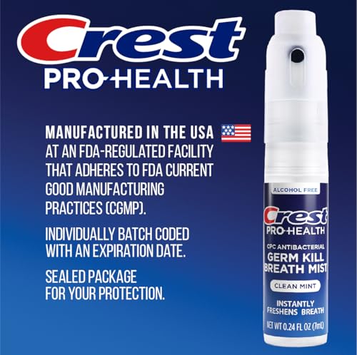 Crest Pro-Health | Portable Alcohol-Free CPC Mist with Clean Mint Flavor | Instant Fresh Breath - 3 Count (0.24oz/7ml) Breath Spray