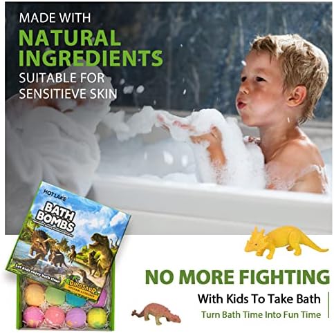 Dinosaur Bath Bombs Gift Set,16 Pack Organic Bath Bomb for Kids with Toys Surprise Inside. Natural Dino Egg Bathbombs Kit for Christmas or Birthday Gift for Girls and Boys