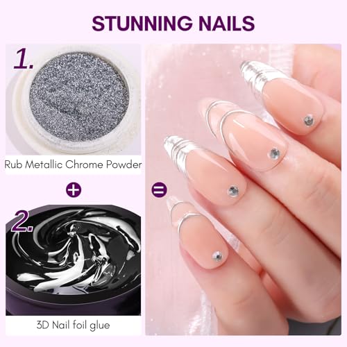 Makartt 3D Nail Foil Glue, 2Pcs 8ml Nails Transfer Gel Adhesive for Linear, Shell, Ripple Designs, UV LED Lamp Required