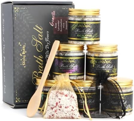 Epsom Bath Salts for Soaking Lavender, Eucalyptus & Rose Bath Salts for Women Relaxing,6pc Self Care Gift Set with Chamomile & Mint Spa Grade Muscle Relief,Natural Essential Oils,Sensitive Skin Safe