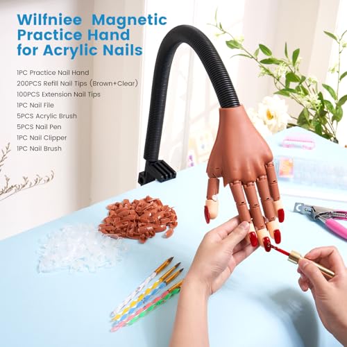 Magnetic Practice Hand for Acrylic Nails: Flexible Fake Nail Training Hand Practice - Manicure Hand Practice Kit for Beginners