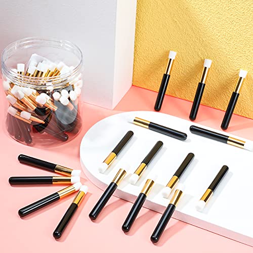Patelai 60 Pieces Lash Shampoo Brushes with Container, Eyelash Extension Cleansing Brush Nose Pore Cleaning Tool Peel off Blackhead Removing Tool Cosmetic Lash Cleanser Facial Cleansing(Black)
