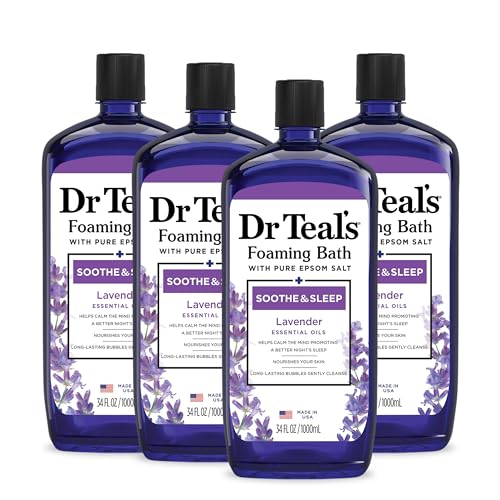 Dr Teal's Foaming Bath with Pure Epsom Salt, Soothe & Sleep with Lavender, 34 fl oz (Pack of 4)