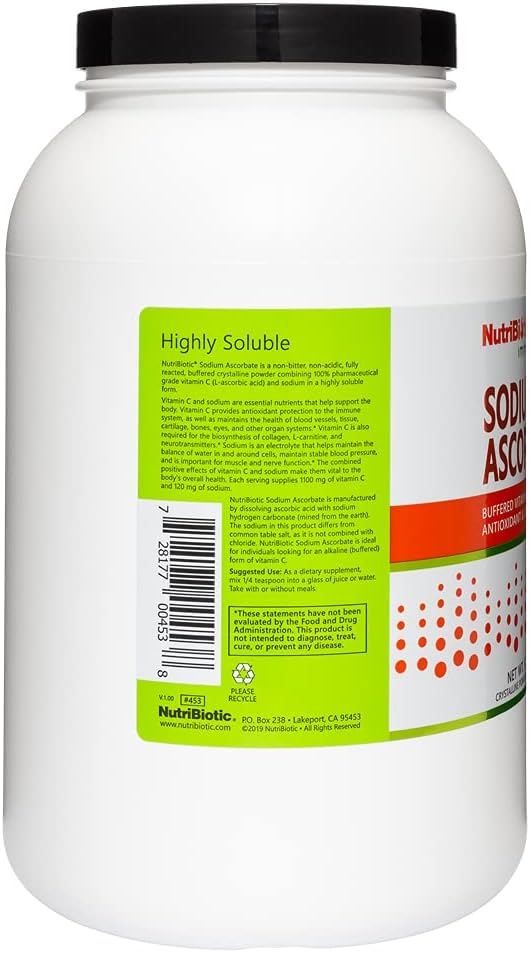 NutriBiotic - Sodium Ascorbate Buffered Vitamin C Powder, 5 Lb | Vegan, Non-Acidic & Easier on Digestion Than Ascorbic Acid | Essential Immune Support & Antioxidant Supplement | Gluten & GMO Free