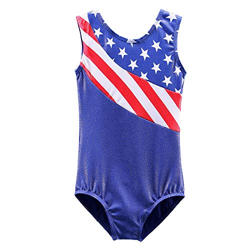Gymnastics Leotards for Toddler Girls Patriotic Sparkle Red Blue Athletic Dancewear B149_US_6A