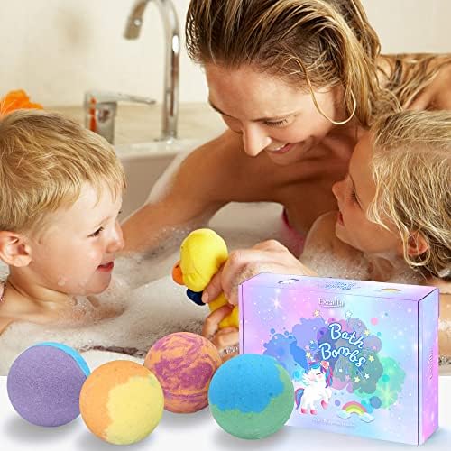 Unicorn Bath Bombs for Kids Girls with Toys Surprise Jewelry Inside, 12pcs Kids Bath Bombs Gift Set, Handmade Bubble Bath Fizzes Bomb for Birthday Christmas Easter Present