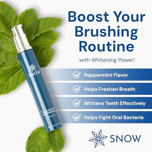 Snow Teeth Whitening Gel - Add to Toothpaste for a Whiter Smile - Vegan Hydrogen Peroxide Gel with Xylitol for Tooth Stain Removal and Brightening - 18g