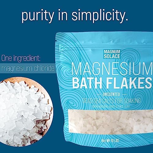 Magnesium Flakes for Bath - Magnesium Chloride Flakes - Dead Sea Salts for Soaking, 10 LBS