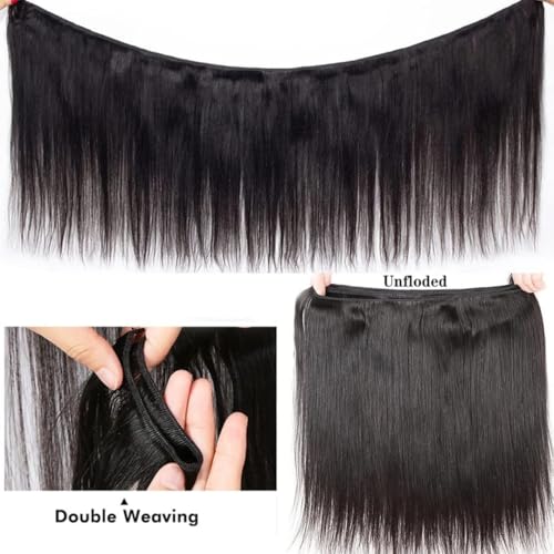 Straight Human Hair Bundles 14 14 14 Inch Trippy Hair Bundles 100% Brazilian Unprocessed Raw Hair Weave Bundles Human Hair Extensions For Black Women Natural Color