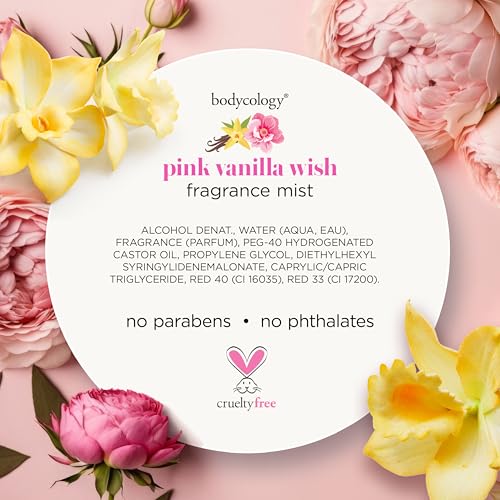 Bodycology Long-Lasting Fragrance Body Mist, Pink Vanilla Wish, 8 fl oz (Pack of 2)