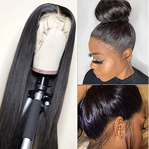 sdamey 360 Straight Lace Front Wigs Human Hair HD Transparant Full Lace Wigs For Women 200 Density Wigs Human Hair Pre Plucked With Baby Hair 12A Brazilian Virgin Hair Natural Color 18inch