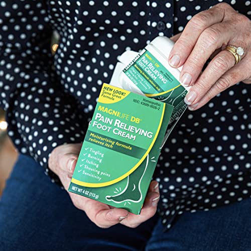 MagniLife DB Pain Relieving Foot Cream, Calming Relief for Burning, Tingling, Shooting & Stabbing Foot Pain, Moisturizing Foot Cream Suitable for Diabetic and Sensitive Skin - 2 Packs of 4 oz