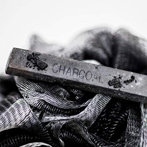 Loofah Back Scrubber for Shower | Bamboo Charcoal Fiber Infused | Loufas for Men & Women | Includes 1 Long Handled Shower Sponge, 1 Bath & Shower Luffa Pouf & 1 Hook to Hang Stuff (Slate Grey)