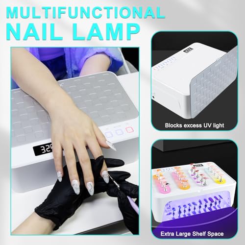 MEKK UV LED Nail Lamp - Luxury Cordless UV Light for Gel Nails with Red Light Skincare,4+2 Timer Modes,Two-Hand Design,Professional Nail Lamp for Salon & Home-White