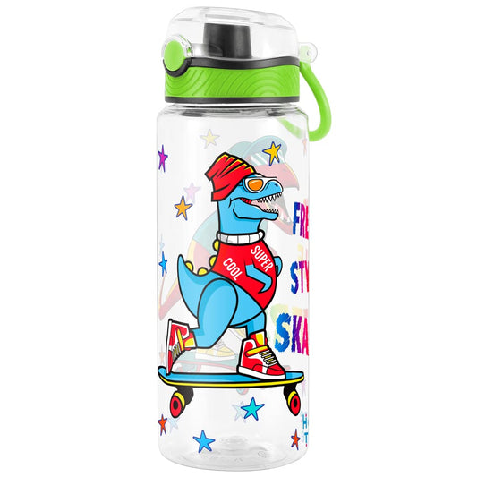 Cute Water Bottle for School Kids Girls, BPA FREE Tritan & Leak Proof & Easy Clean & Carry Handle, 23oz/ 680ml (Skateboarding)