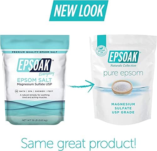Epsoak Epsom Salt 10 lb. Magnesium Sulfate USP. (Qty. 1 x 10lb. Bags) Resealable Epsom Salt Bulk Bags Unscented, Made in The USA, Cruelty-Free Certified