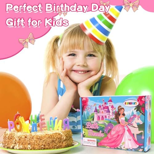 Bath Bombs for Kids with Surprise Inside Princess Toys Natural Bath Bombs Handmade Spa Organic Bubble Bath Bomb Bath Fizzy with Jewelry Set Girls Birthday Christmas Gift