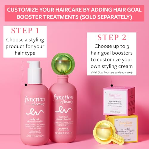 FUNCTION OF BEAUTY Super Shape Curl Cream for Curly Hair, 7 oz Each (2-Pack) - Formulated With Moringa Oil for Frizz-Free, Defined and Hydrated Manageable Curls