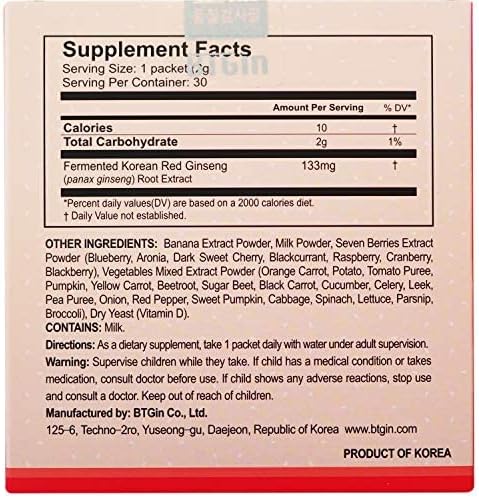 Vita Ginseng Kids, Vitamin D, 7 Berries, Banana, 20 Vegetables, Milk Powder for Immune Support, Focus and Memory Boost, 30 Packets (1Set)
