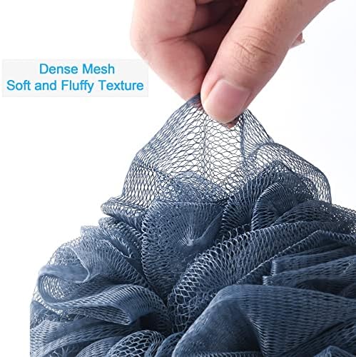 AmazerBath Loofah Sponge 75g/Piece, Exfoliating Bath Sponge Body Scrubber - Loofa Set of 4 Grey Blue-Pink-Grey-White (Large)